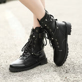 Boots, Motorcycle Boots, Middle Heel Boots, Women's Army Boots