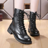 British Boots Women Leather Boots Motorcycle Military Boots