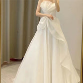 Welcome Yarn Fairy New Bridal French Entry Lux Trip Shoot Simple White Gauze Skirt