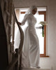 Luxury Muslim High Neck Satin Wedding Dress - Elegant Long Sleeve Mermaid Bridal Gown with Customized Fit