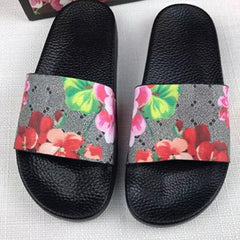 Womens Slippers Slide Sandals Floral Printing Rubber Flip-flops Shoes Red Green