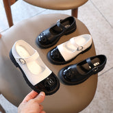 Small Leather All-match Princess Shoes, Big Kids' Velcro Single Shoes