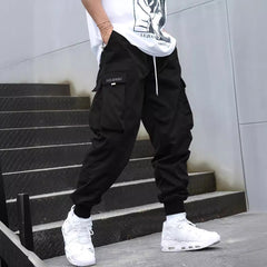Multi-pocket Cargo Pants Men's Casual Hip-Hop Drawstring Trousers Outdoor Streetwear Sports Pant