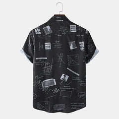 Men'S Casual Shirts Graffiti Fashion Printed Short-Sleeved Shirts Men'S Lapel Shirts