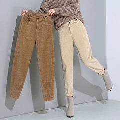 Women Pants Loose Corduroy Harem High Waist