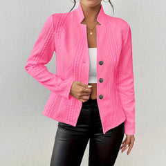 Women's Blazer Jacket Suit Coat Single-breasted Stand Collar Tops Slim Outerwear Temperament Office Jacket