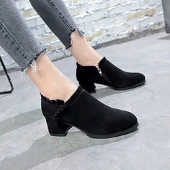Frosted Boots Women''s British Style Naked Boots Children''s Short Boots Thick Heel Tooling Boots Pointed High Heel Women''s Boots Spring And Autumn Single Boots