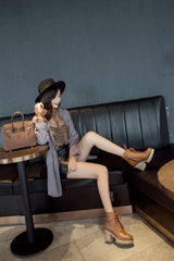 British retro boots thick heel platform boots