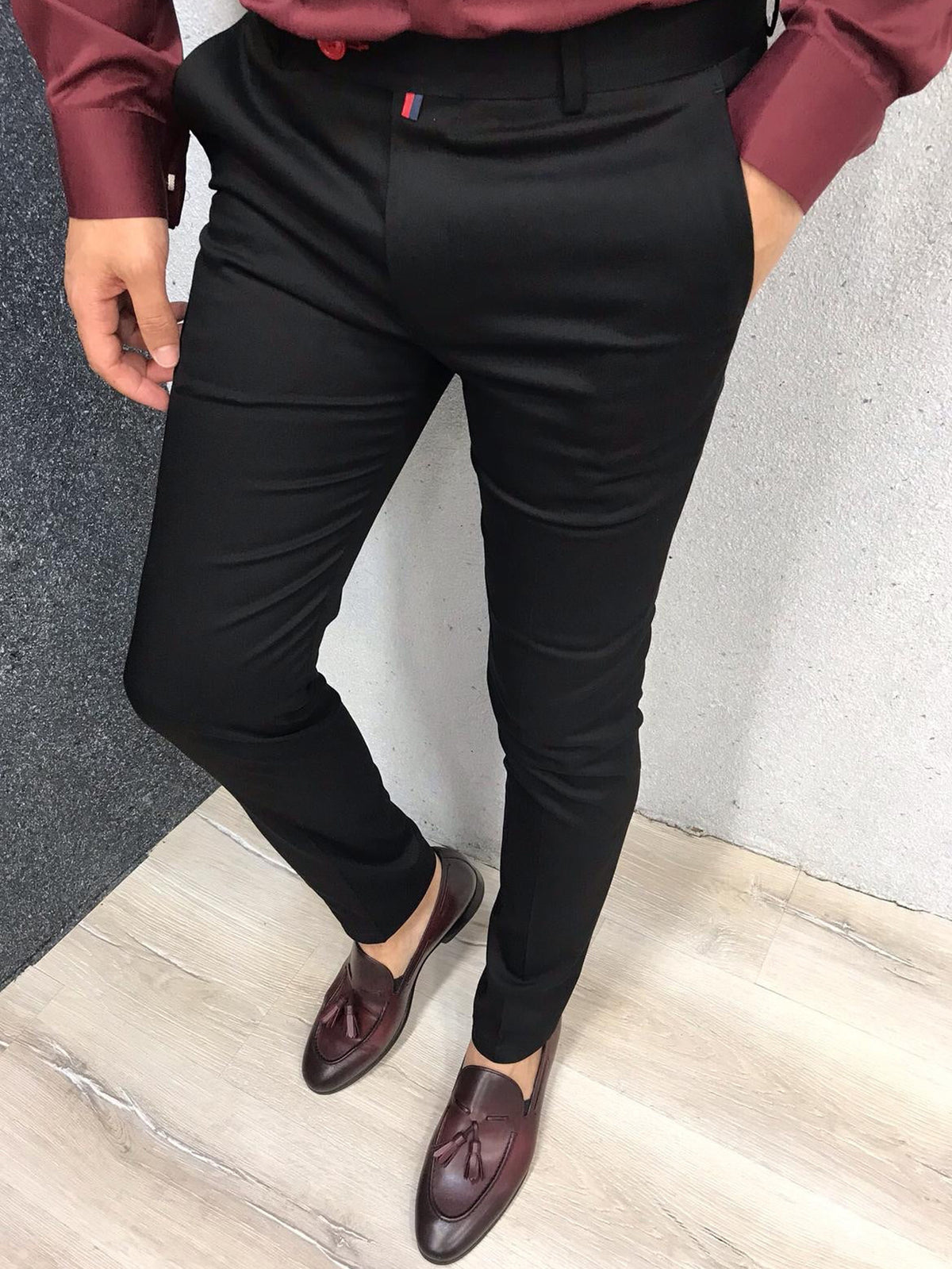 Men's Solid Color Casual Tappered Formal Pants