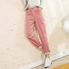 Women Pants Loose Corduroy Harem High Waist