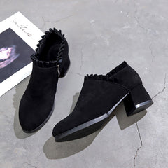 Frosted Boots Women''s British Style Naked Boots Children''s Short Boots Thick Heel Tooling Boots Pointed High Heel Women''s Boots Spring And Autumn Single Boots