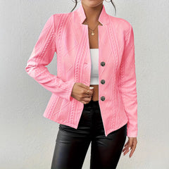 Women's Blazer Jacket Suit Coat Single-breasted Stand Collar Tops Slim Outerwear Temperament Office Jacket