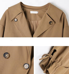 Small Man Overcoat Women Khaki Windbreaker Jacket
